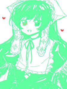 Rating: Safe Score: 0 Tags: 1girl bug butterfly cat_ears dress green_theme heart image insect long_hair long_sleeves monochrome open_mouth ribbon smile solo suiseiseki User: admin
