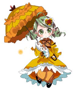 Rating: Safe Score: 0 Tags: 1girl autumn_leaves blush chibi dress drill_hair flower full_body green_eyes green_hair hair_ornament holding_leaf holding_umbrella image kanaria leaf long_sleeves looking_at_viewer maple_leaf orange_dress parasol ribbon solo standing twin_drills umbrella white_background yellow_dress User: admin