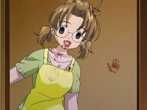 Rating: Safe Score: 0 Tags: 1girl apron blood brown_eyes brown_hair glasses human sakurada_nori solo upper_body User: admin