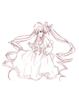 Rating: Safe Score: 0 Tags: 1girl :d dress frills image long_hair long_sleeves looking_at_viewer monochrome open_mouth shinku smile solo striped twintails very_long_hair User: admin