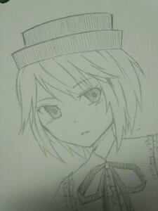 Rating: Safe Score: 0 Tags: 1girl artist_name face hat image looking_at_viewer lunasa_prismriver monochrome neck_ribbon short_hair sketch solo souseiseki traditional_media User: admin