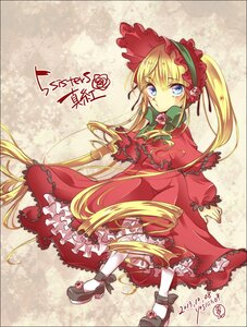 Rating: Safe Score: 0 Tags: 1girl blonde_hair blue_eyes bonnet bow capelet dress flower frills full_body image long_hair long_sleeves looking_at_viewer pantyhose red_capelet red_dress rose shinku shoes solo twintails very_long_hair white_legwear User: admin