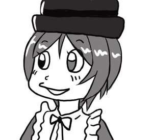 Rating: Safe Score: 0 Tags: 1girl bangs blush eyebrows_visible_through_hair greyscale hat image looking_at_viewer monochrome neck_ribbon open_mouth ribbon short_hair simple_background smile solo souseiseki striped vertical_stripes white_background User: admin