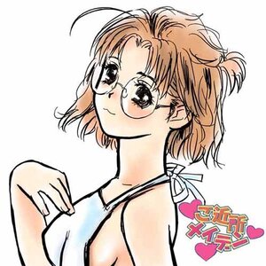 Rating: Safe Score: 0 Tags: 1girl ahoge blush brown_eyes brown_hair closed_mouth glasses human looking_at_viewer sakurada_nori simple_background smile solo traditional_media upper_body white_background User: admin
