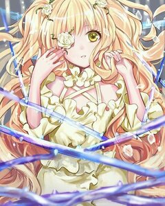 Rating: Safe Score: 0 Tags: 1girl blonde_hair blurry depth_of_field dress eyepatch flower frills hair_flower hair_ornament image kirakishou long_hair looking_at_viewer rose solo two_side_up very_long_hair white_flower white_rose yellow_eyes User: admin