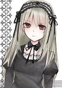 Rating: Safe Score: 0 Tags: 1girl bangs black_dress black_ribbon closed_mouth dress eyebrows_visible_through_hair hair_between_eyes hairband image long_hair long_sleeves looking_at_viewer neck_ribbon puffy_sleeves ribbon simple_background solo suigintou upper_body white_background User: admin