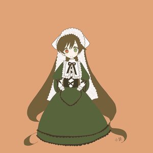 Rating: Safe Score: 0 Tags: blush brown_hair dress frills full_body green_dress green_eyes heterochromia image long_sleeves looking_at_viewer red_eyes ribbon simple_background solo suiseiseki User: admin