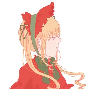Rating: Safe Score: 0 Tags: 1girl blonde_hair blue_eyes bonnet bow dress drill_hair flower image long_hair looking_afar looking_away profile shinku simple_background solo striped striped_background upper_body white_background User: admin