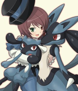 Rating: Safe Score: 0 Tags: 1girl blush brown_hair gen_2_pokemon green_eyes hat holding hug image open_mouth pokemon_(creature) red_eyes short_hair smile solo souseiseki top_hat User: admin