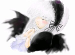 Rating: Safe Score: 0 Tags: 1girl black_dress black_ribbon black_wings blurry blurry_background blurry_foreground blush closed_eyes depth_of_field dress flower frills hairband image lolita_hairband long_sleeves motion_blur ribbon silver_hair simple_background solo striped suigintou white_background wings User: admin