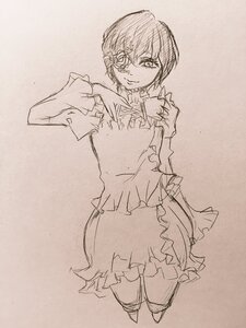 Rating: Safe Score: 0 Tags: 1girl closed_mouth dress frills image kirakishou long_sleeves looking_at_viewer monochrome short_hair smile solo User: admin