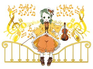 Rating: Safe Score: 0 Tags: 1girl bloomers boots dress drill_hair eighth_note flower full_body green_eyes green_hair hair_ornament image instrument kanaria long_sleeves musical_note open_mouth pantyhose smile solo striped twin_drills underwear User: admin