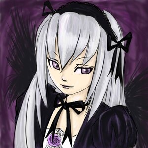 Rating: Safe Score: 0 Tags: 1girl black_ribbon black_wings closed_mouth detached_collar dress feathered_wings flower frills hairband image lolita_hairband long_hair long_sleeves looking_at_viewer puffy_sleeves ribbon rose silver_hair solo suigintou upper_body wings User: admin