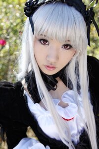 Rating: Safe Score: 0 Tags: 1girl bangs blurry closed_mouth depth_of_field flower frills gothic_lolita hairband lips lolita_fashion long_hair looking_at_viewer red_eyes ribbon solo suigintou upper_body white_hair User: admin