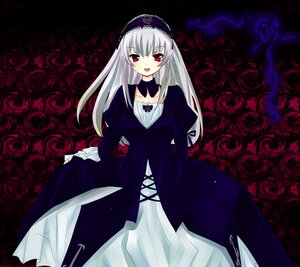 Rating: Safe Score: 0 Tags: 1girl :d black_dress detached_collar dress flower frills hairband image juliet_sleeves long_hair long_sleeves looking_at_viewer open_mouth puffy_sleeves red_eyes rose silver_hair skirt_hold smile solo suigintou User: admin