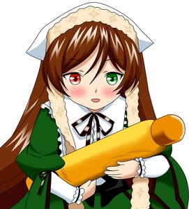 Rating: Safe Score: 0 Tags: 1girl blush brown_hair dress green_dress green_eyes head_scarf heterochromia image long_hair long_sleeves looking_at_viewer open_mouth red_eyes ribbon simple_background smile solo suiseiseki very_long_hair white_background User: admin