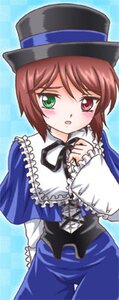 Rating: Safe Score: 0 Tags: 1girl :o blue_background blue_dress blush brown_hair dress frills green_eyes hat heterochromia image long_sleeves looking_at_viewer open_mouth red_eyes short_hair solo souseiseki suiseiseki top_hat User: admin