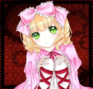 Rating: Safe Score: 0 Tags: 1girl blonde_hair blush bow dress frills green_eyes hair_bow hina_ichigo hinaichigo image long_sleeves looking_at_viewer pink_bow solo striped User: admin