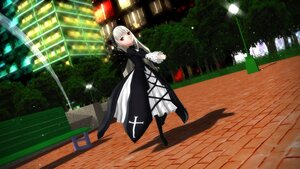 Rating: Safe Score: 0 Tags: 1girl black_dress black_legwear boots building dress image long_hair long_sleeves looking_at_viewer night outdoors red_eyes solo standing suigintou User: admin