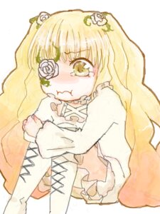 Rating: Safe Score: 0 Tags: 1girl blonde_hair blush dress eyepatch flower frills hair_flower hair_ornament image kirakishou long_hair long_sleeves rose solo tears thorns white_background white_flower white_rose yellow_eyes User: admin