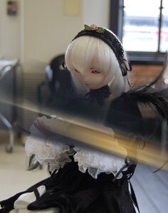 Rating: Safe Score: 0 Tags: 1girl black_dress blurry blurry_background blurry_foreground chair depth_of_field doll dress figure frilled_sleeves frills hairband indoors lolita_hairband long_sleeves photo sitting solo suigintou User: admin