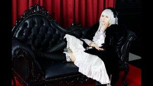 Rating: Safe Score: 0 Tags: 1girl black_legwear chair couch dress frills gothic gothic_lolita lace lolita_fashion long_sleeves sitting solo suigintou thighhighs white_hair User: admin