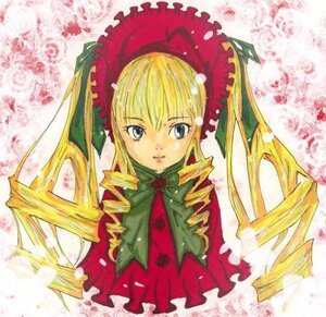 Rating: Safe Score: 0 Tags: 1girl blonde_hair blue_eyes bonnet bow bowtie dress drill_hair frills green_bow green_neckwear image long_hair long_sleeves looking_at_viewer petals shinku solo twin_drills upper_body User: admin