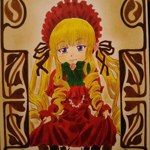 Rating: Safe Score: 0 Tags: 1girl blonde_hair blue_eyes bonnet bow bowtie dress drill_hair flower green_bow image long_hair long_sleeves looking_at_viewer marker_(medium) photo red_dress ringlets rose shikishi shinku solo traditional_media twin_drills twintails very_long_hair User: admin