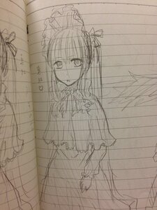 Rating: Safe Score: 0 Tags: 1girl choker dress hair_ribbon image long_hair looking_at_viewer monochrome shinku sketch solo User: admin