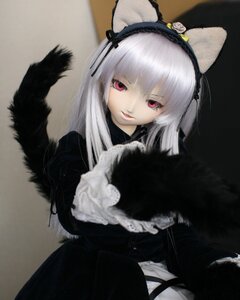 Rating: Safe Score: 0 Tags: 1girl animal_ears cat_ears doll dress fake_animal_ears frills gothic_lolita hairband long_hair long_sleeves looking_at_viewer red_eyes silver_hair solo suigintou tail upper_body User: admin