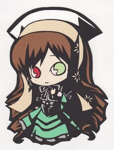 Rating: Safe Score: 0 Tags: 1girl brown_hair chibi dress full_body green_eyes heterochromia image long_hair long_sleeves red_eyes smile solo suiseiseki very_long_hair User: admin