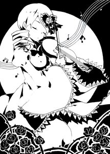 Rating: Safe Score: 0 Tags: 1girl beamed_eighth_notes closed_eyes drill_hair eighth_note flower greyscale hair_ornament hat image kanaria monochrome musical_note rose solo thighhighs tomoe_mami twin_drills twintails User: admin