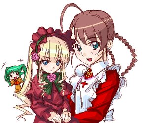 Rating: Safe Score: 0 Tags: 3girls :d ahoge apron arika_yumemiya artist_request black_eyes blonde_hair blue_eyes bow bowtie braid brown_hair cross_print doll dress drill_hair eyebrows_visible_through_hair flower garderobe_uniform green_hair image long_hair long_sleeves looking_at_viewer multiple_girls my-otome oekaki open_mouth pink_bow red_dress rose rozen_maiden shinku sidelocks simple_background sketch smile solo solty_rei solty_revant twin_braids twintails upper_body very_long_hair white_background User: admin