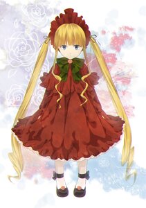 Rating: Safe Score: 0 Tags: 1girl bangs black_footwear blonde_hair blue_eyes bonnet bow bowtie dress drill_hair flower full_body green_bow image long_hair long_sleeves looking_at_viewer red_dress rose shinku shoes solo standing twintails v_arms very_long_hair User: admin