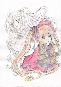 Rating: Safe Score: 0 Tags: 2girls blonde_hair blue_eyes bow image kirakishou long_hair long_sleeves looking_at_viewer multiple_girls pair shinku traditional_media twintails yellow_eyes User: admin