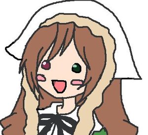 Rating: Safe Score: 0 Tags: 1girl :d bangs blush blush_stickers brown_hair dress green_eyes hands_up image open_mouth simple_background smile solo suiseiseki upper_body white_background User: admin