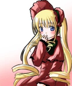 Rating: Safe Score: 0 Tags: 1girl blonde_hair blue_eyes blush bow cowboy_shot dress drill_hair hand_to_own_mouth image long_hair long_sleeves looking_at_viewer pink_dress red_dress shinku solo standing twintails very_long_hair User: admin