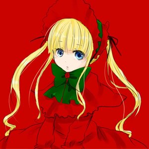 Rating: Safe Score: 0 Tags: 1girl blonde_hair blue_eyes bonnet bow bowtie capelet dress flower green_bow green_neckwear image long_hair long_sleeves looking_at_viewer red_background rose shinku simple_background solo twintails v_arms User: admin
