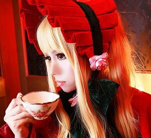 Rating: Safe Score: 0 Tags: 1girl bangs blonde_hair flower food holding lips long_hair profile rose shinku solo umbrella upper_body User: admin