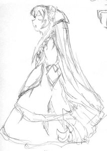 Rating: Safe Score: 0 Tags: 1girl bare_shoulders closed_eyes dress greyscale image long_hair monochrome sketch solo suiseiseki very_long_hair User: admin