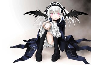 Rating: Safe Score: 0 Tags: 1girl black_footwear black_wings boots commentary_request doll_joints dress frilled_sleeves frills full_body hairband image joints kakashichi knee_boots long_hair long_sleeves looking_at_viewer pink_eyes ribbon rose rozen_maiden sitting solo suigintou white_hair wings User: admin