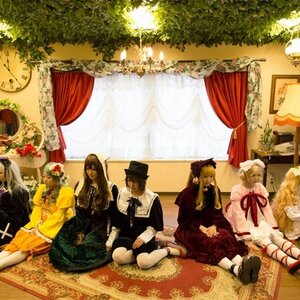 Rating: Safe Score: 0 Tags: blonde_hair clock curtains dress formal gothic hat indoors long_hair multiple_boys multiple_cosplay multiple_girls ribbon sitting suit tagme top_hat window User: admin