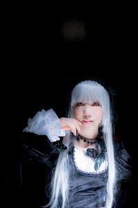 Rating: Safe Score: 0 Tags: 1girl bangs black_background hand_up jewelry lace lips lolita_fashion long_hair long_sleeves looking_at_viewer nail_polish necklace red_eyes simple_background solo suigintou upper_body veil User: admin