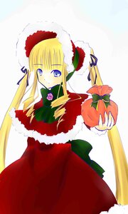 Rating: Safe Score: 0 Tags: 1girl blonde_hair blue_eyes bonnet bow bowtie capelet christmas cowboy_shot dress drill_hair green_bow green_neckwear holding image long_hair long_sleeves looking_at_viewer red_dress santa_hat shinku sidelocks simple_background solo standing twin_drills twintails white_background User: admin