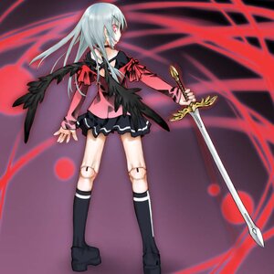 Rating: Safe Score: 0 Tags: 1girl black_wings choker commentary_request doll_joints image joints kakashichi kneehighs long_hair looking_back miniskirt pink_eyes red_eyes rozen_maiden silver_hair skirt socks solo suigintou sword weapon wings User: admin