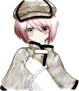 Rating: Safe Score: 0 Tags: 1boy ahoge hat heterochromia image long_sleeves looking_at_viewer military military_uniform pink_hair red_eyes solo souseiseki striped uniform upper_body white_background User: admin