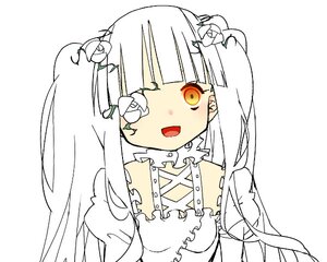 Rating: Safe Score: 0 Tags: 1girl :d bangs detached_collar dress eyepatch flower hair_flower hair_ornament image kirakishou long_hair looking_at_viewer open_mouth puffy_sleeves simple_background smile solo upper_body white_background white_flower white_hair yellow_eyes User: admin