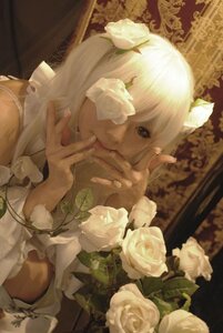 Rating: Safe Score: 0 Tags: 1girl flower hair_ornament hands kirakishou looking_at_viewer rose solo upper_body white_flower white_hair white_rose User: admin