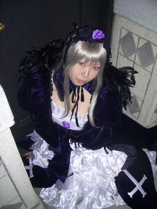 Rating: Safe Score: 0 Tags: 1girl detached_collar dress flower frills gothic_lolita hairband lips lolita_fashion long_hair long_sleeves looking_at_viewer red_eyes ribbon rose silver_hair sitting solo suigintou User: admin