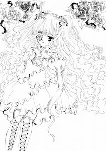 Rating: Safe Score: 0 Tags: boots cross-laced_footwear dress frills greyscale hair_ornament hat image kirakishou long_hair monochrome multiple_girls rose solo thigh_boots very_long_hair wings User: admin